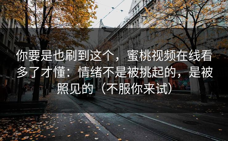 你要是也刷到这个，蜜桃视频在线看多了才懂：情绪不是被挑起的，是被照见的（不服你来试）