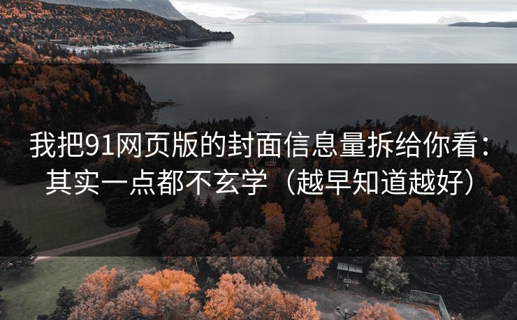 我把91网页版的封面信息量拆给你看:其实一点都不玄学(越早知道越好) 我把91网页版的封面信息量拆给你看:其实一点都不玄学(越早知道越好)