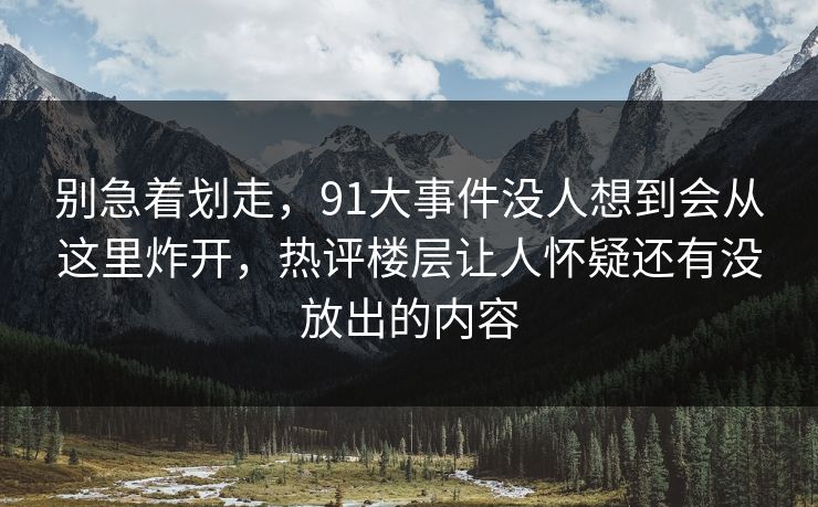 别急着划走，91大事件没人想到会从这里炸开，热评楼层让人怀疑还有没放出的内容